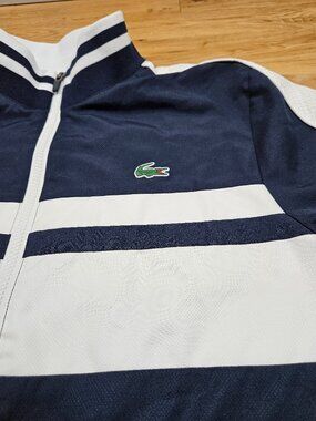 Lacoste Sport Men’s S Navy White Track Jacket Tennis Full Zip Logo